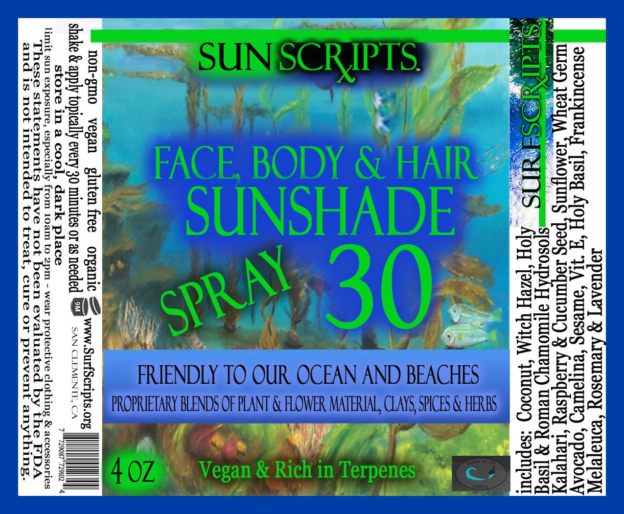Surfscripts Vegan Organic Nongmo Gluten Free Body Products Pet Friendly Safe For Beaches And Ocean